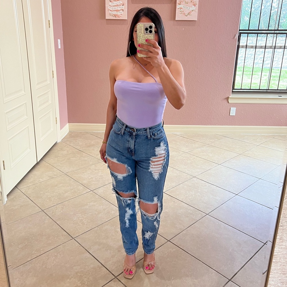 MIRIAM One Strap Bodysuit- lavender - Picture 3 of 4